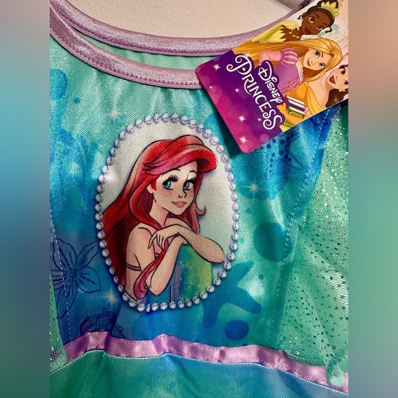 Disney Ariel long nightgown blue purple teal watercolor size 4 child toddler - Picture 3 of 7